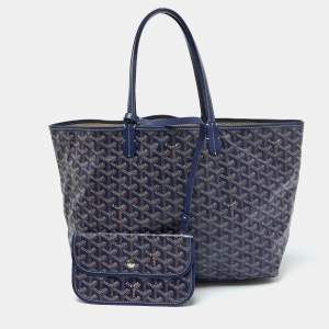 Goyard Blue Goyardine Coated Canvas and Leather Saint Louis PM Tote