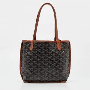 Goyard Black/Brown Goyardine Coated Canvas and Leather Anjou Mini Tote