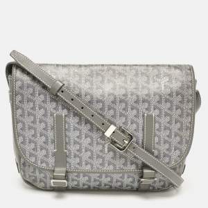 Goyard Grey Goyardine Coated Canvas Belvedere MM Saddle Bag