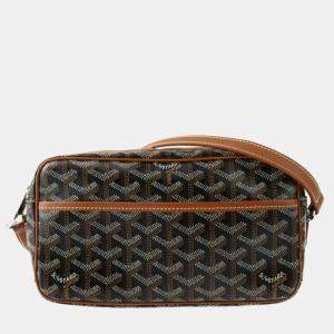 Goyard Black/Brown Goyardine Canvas Leather Cap-Vert PM Shoulder Bag