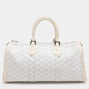 Goyard White Goyardine Coated Canvas 35 Croisiere Duffel Bag