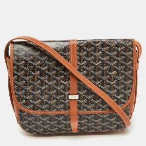 Goyard Black/Brown Goyardine Coated Canvas and Leather Belvedere MM Saddle Bag