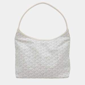 Goyard Boheme Hobo Shoulder Bag White Pvc Coated Canvas Leather