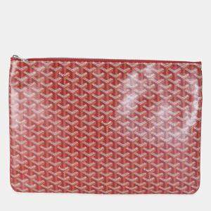 Goyard Red Goyardine Canvas Senat Pouch GM