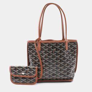 مملوكة مسبقًا Goyard Black Brown White Coated Canvas Leather Saint Louis Junior Tote Bag