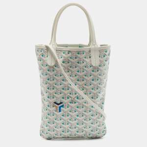 Goyard White/Green Goyardine Coated Canvas and Leather Poitiers Claire Voice Bag