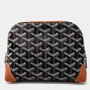 Goyard Black Brown Leather Vendome Pouch