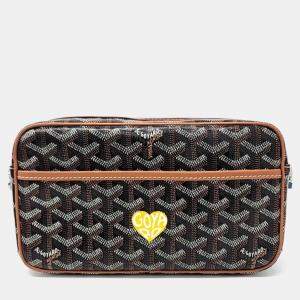 Goyard Black Brown PVC Macaque Cafere Crossbody Bag