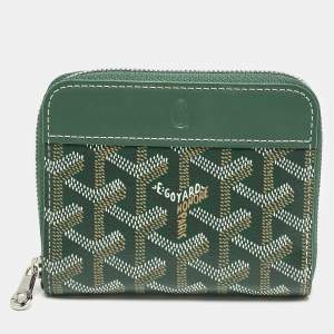 Goyard Green Goyardine Coated Canvas and Leather Matignon PM Wallet