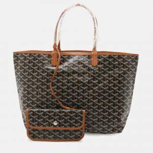 Goyard Saint Louis Pm Tote Bag Shoulder Coated Canvas Leather Black Brown White