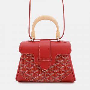 Goyard Saigon Red minty Leather Pvc Coated Canvas Size Mini
