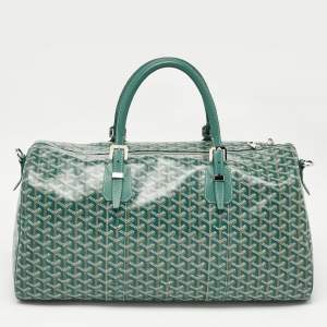 Goyard Green Goyardine Coated Canvas and Leather Boston 50 Bag