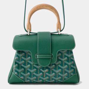 Goyard Saigon Mini Green Leather Pvc Coated Canvas Bag