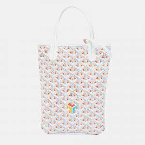 Pre Owned Goyard Poitiers Claire Voie White Goyardine Shoulder Bag