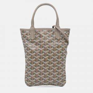 Pre Owned Goyard Poitiers Claire Voie Grey Goyardine Shoulder Bag