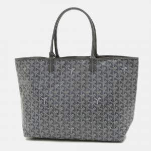 Pre Owned Goyard Saint Louis Pm Tote Bag Goyardine Canvas Grey