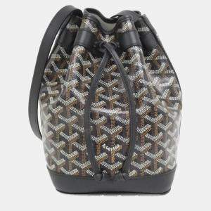 Pre Owned Goyard Petit Flo Black Coated Canvas Shoulder Bag