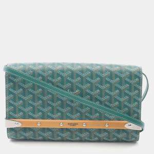 Pre Owned Goyard Monte Carlo PM Green Coated Canvas Shoulder Bag