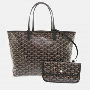 Pre Owned Goyard Saint Louis Pm Pvc-Coated Canvas And Leather Black Tote Bag