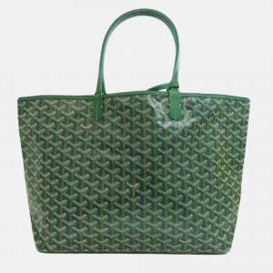Pre Owned Goyard Saint Louis PM Green Coated Canvas Tote Bag