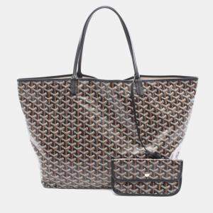 Pre Owned Goyard Saint Louis GM Black Brown Coated Canvas Tote Bag