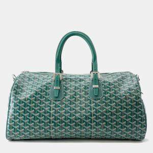 Pre Owned Goyard Jules Travel Bag Green boston Pvc Leather Size 50