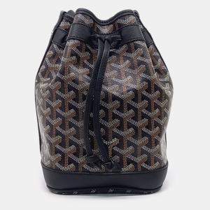 Pre Owned Goyard Black Brown Coated Canvas Petit Flor