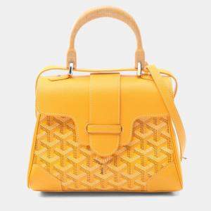 Pre Owned Goyard Saigon Yellow Coated Canvas Leather Mini Handbag