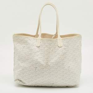 Pre Owned Goyard White Goyardine Coated Canvas and Leather Saint Louis PM Tote