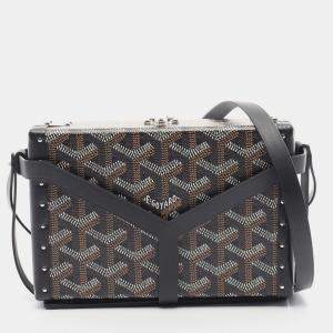 مملوكة مسبقًا Goyard Minaudiere Trunk Black Brown White Canvas Leather Shoulder Bag