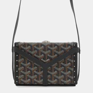 Pre Owned Goyard Shoulder Bag Minodiaire Trunk Leather Black