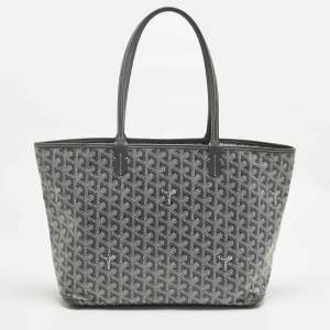 Pre Owned Goyard Grey Goyardine Coated Canvas and Leather Artois PM Tote