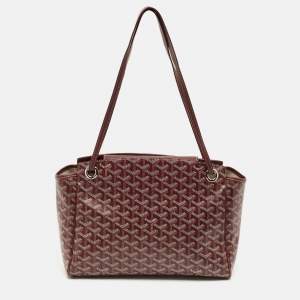 Pre Owned Goyard Burgundy Goyardine Coated Canvas and Leather Rouette PM Bag