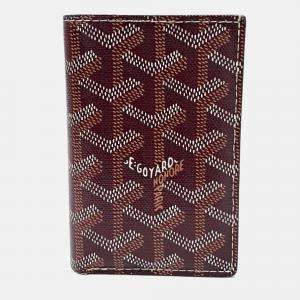 Pre Owned Goyard Burgundy Coated Canvas Saint Pierre card wallet