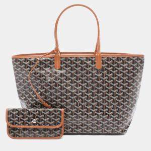 Pre Owned Goyard Saint Louis PM Black Brown Multicolor Canvas Leather Tote Bag