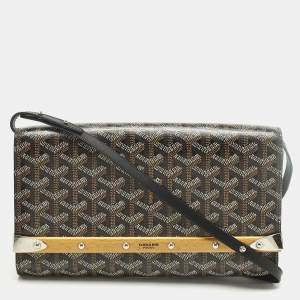 Pre Owned Goyard Monte Carlo Bois Black Goyardine Coated Canvas and Leather Bag