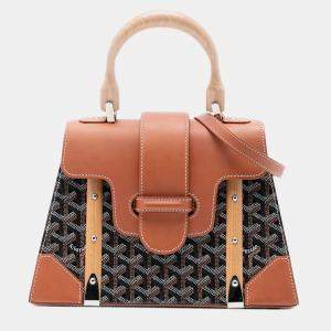 مملوكة مسبقًا Goyard Black Brown Goyardine Saigon Structured PM