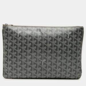 Pre Owned Goyard Goyardine Senat Coated Canvas Grey Clutche MM