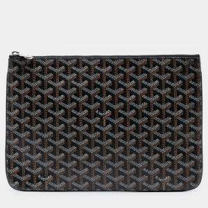 Pre Owned Goyard Black Coated Canvas Goyardine Senat MM