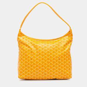 Pre Owned Goyard Yellow Goyardine Boheme Hobo