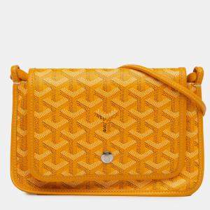 Pre Owned Goyard Yellow Goyardine Plumet Pocket Wallet