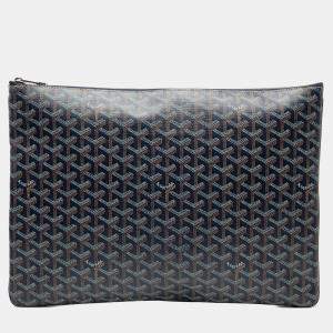 مملوكة مسبقًا Goyard Blue Brown Goyardine Senat GM