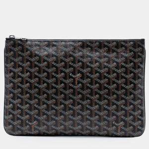 Pre Owned Goyard Black Goyardine Senat MM