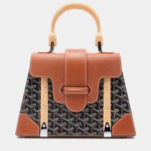 مملوكة مسبقًا Goyard Black Brown Goyardine Saigon Structured PM