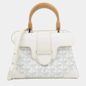 مملوكة مسبقًا حقيبة يد جويارد سيغون جلد وكانفاس مقوى أبيض