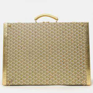 مملوكة مسبقًا Goyard Gold Gold Goyardine Coated Canvas 'Grand Hotel 60' Trunk