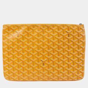 Pre Owned Goyard Senat MM Yellow Canvas Clutch
