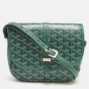 مملوكة مسبقًا Goyard Belvedere II PM Green Goyardine Coated Canvas and Leather Saddle Bag