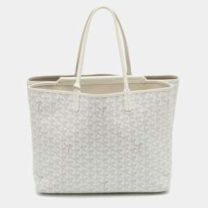 مملوكة مسبقًا Goyard Saint Louis PM White Goyardine Coated Canvas and Leather Tote