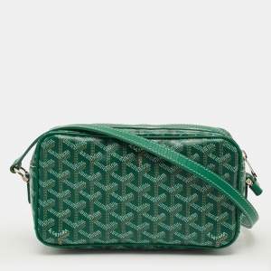 Pre Owned Goyard Cap Vert PM Green Goyardine Coated Canvas and Leather Crossbody Bag
